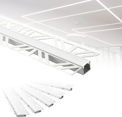 Produktbild von HEXIM LED Trockenbauprofil Alu Unterputzprofil LED Profil (2 Meter / 1 Profil) inkl. Abdeckung opal Trockenbauleiste Einbauprofil Schiene Decke Wand (ALED-1, Leuchtbreite 12mm)