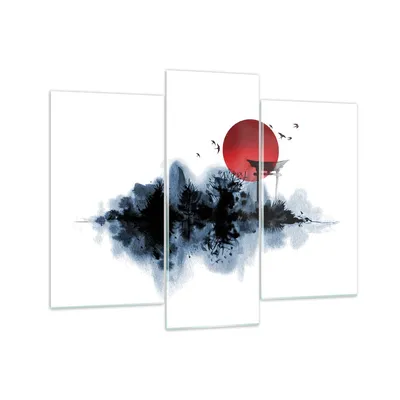 Produktbild von Bilder auf glas - 3 Teile - Rot Sonne Tor - 130x100cm - Glasbilder - Wandbilder - Bilder - zum Aufhängen bereit - Wanddekoration aus Glas - Glas Bilder - Wandbild auf Glas - GCB130x100-4666
