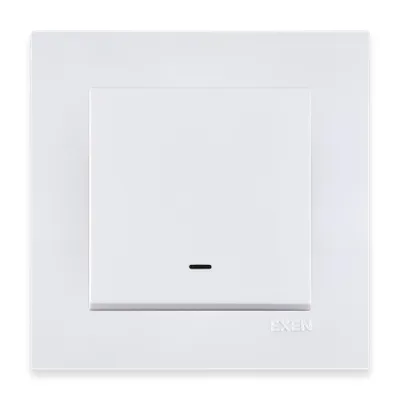 Image de Interrupteur d'escalier avec éclairage LED, interrupteur blanc + cadre blanc, EXEN
