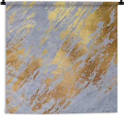 Produktbild von MuchoWow® Wandteppich Wandbehang Marmor - Blau - Gold 150x150 cm Tapisserie Dekoration Wandtuch - Wohnaccessoires - Modernes