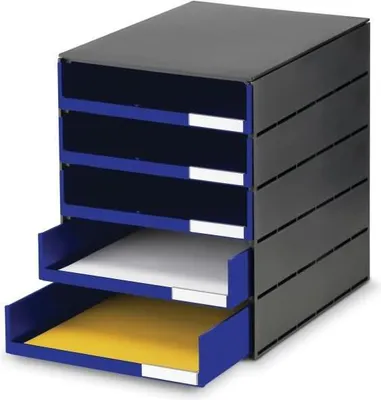 Produktbild von Schubladenbox styroval 5 Schubladen offen schwarz/blau