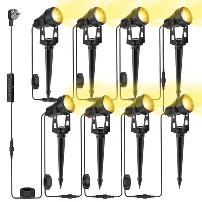 LED-Tuinstrahler 8-in-1, warmweiß 3000 K, IP65, 12 V, mit Erdspieß