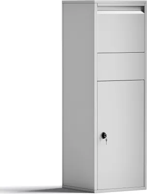 Produktbild von Wiltec Paketkasten silberfarben 460 x 450 x 1400 mm, Paketbox Zuhause, private Paketannahme passend für Pakete der Größe S und L, Standbriefkasten