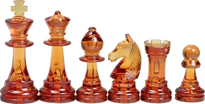 Produktbild von Staunton Schachfiguren Nr. 6, Transparent Bernstein (König 96 mm)