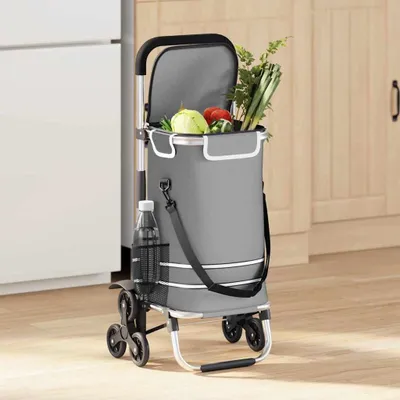 Produktbild von vidaXL Einkaufswagen Grau 47 x 39 x 100,5 cm Oxford-stoff