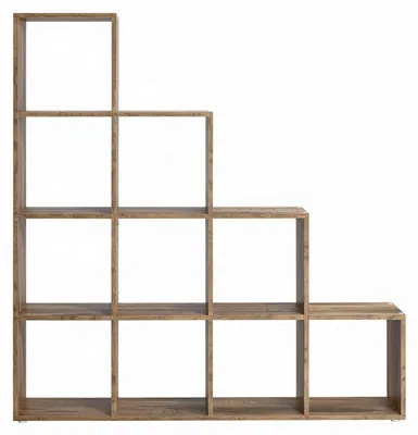 Immagine prodotto di Libreria a giorno, pensile per soggiorno | Marrone | 129,5 x 29 x 129,5 cm
