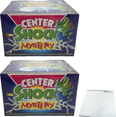 Produktbild von Center Shock Mystery Pack Kaugummis 100 Stück 2er Pack (2x400g Packung) + usy Block