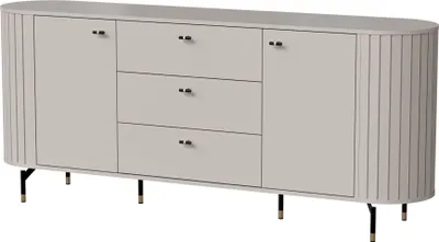 Image de Selsey Zante - Buffet 2 portes avec 3 tiroirs, gris beige, 190 cm