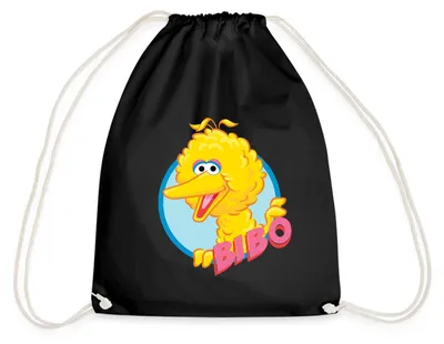 Produktbild von Spreadshirt Sesamstraße Bibo Portrait Turnbeutel, One size, Schwarz