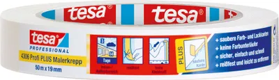 Produktbild von Malerkrepp Profi Plus 4306 19mm x 50m weiß Packung mit 16 Stück