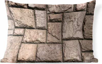 Produktbild von MuchoWow® Outdoor Kissen - Mauer mit verschiedenen Steinen - 50x30 cm - Wetterfest - Lounge Kissen - Sofa kissen - Wohnzimmer Dekoration