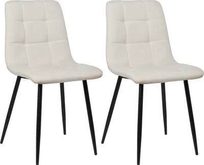 Produktbild von CLP 2er Set Esszimmerstuhl Tilde gepolstert mit Rückenlehne bis 150 kg belastbar creme Material Stoff