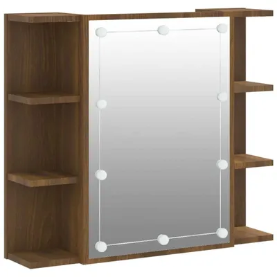 Image de Armoire à miroir avec LED Chêne marron 70x16,5x60 cm