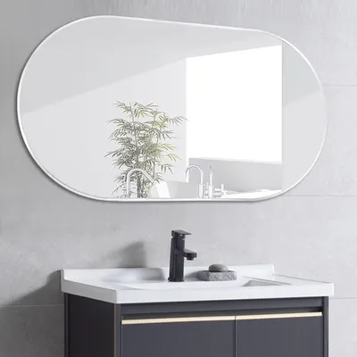 Productafbeelding van Ovalen Wandspiegel met Aluminium Frame