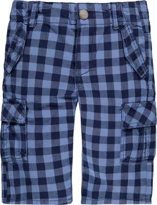 Produktbild von Kanz Jungen Bermudashorts, dunkelblau kariert, Gr. 128, mit Cargotaschen und größenverstellbarem Bund
