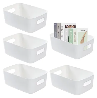Productafbeelding van Grote opbergboxen van kunststof, 30 x 20,5 x 12,5 cm, met handgrepen, stapelbaar, geschikt voor de badkamer