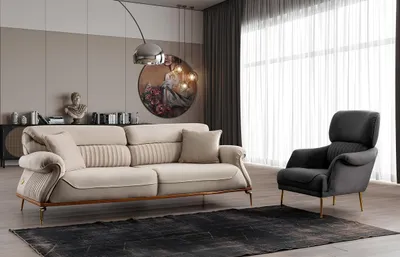 Image de Salon moderne Ensemble composé d'un canapé 3 places et d'un fauteuil Nouveauté