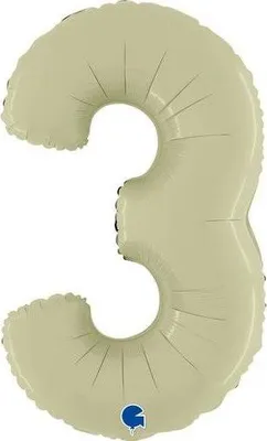 Zdjęcie produktu dla Balon Foliowy Cyfra 3, Satynowa Oliwkowa, 66 cm Grabo