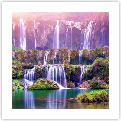 Produktbild von Poster - Poster ohne Rahmen - Wasserfall Natur - 40x40 cm - Wand Bild - Wanddeko - Wandbilder - Kunstposter - Wandposter - Bilder - Kunstdruck - Wanddekoration - Wandbild - P2XAC40x40-3893