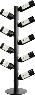 Obrázek produktu pro MetaloPro Stojan na Víno Paarl – Černý Kovový Regál na 10 Lahví Vína, Moderní Minimalistický Design, Ideální do Kuchyně, Sklepa nebo Baru - 100cm
