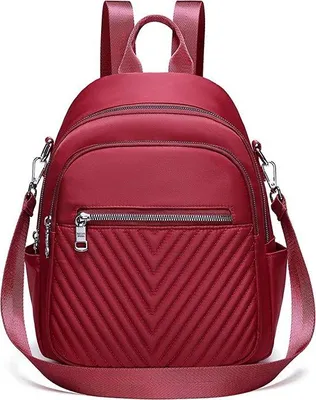 Produktbild von Wasserdichte Damenrucksack, Nylon, Rot, Klein, 2-in-1, Anti-Diebstahl