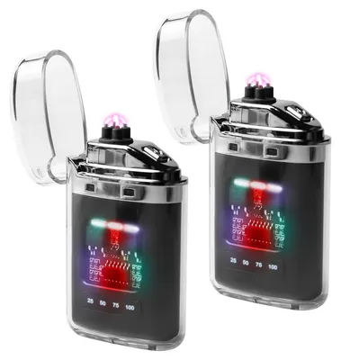 Produktbild von Elektro Lichtbogen Feuerzeug USB C, Sturmfeuerzeug mit Farbige Flammen, Batterieanzeige, Schwarz