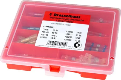 Produktbild von Dresselhaus Wärmeschrumpfverbinder Lötverbinder Sortiment im Kunststoffsichtkasten 8-tlg