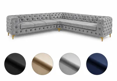 Produktbild von Ecksofa Moet L-Form hellgrau 323x323 cm groß – Wohnlandschaft modern, gesteppt, Bonellfederkern, frei stellbar