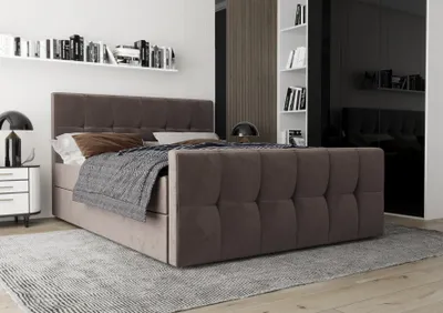 Produktbild von AX LIVING Boxspringbett 180x200 mit Bettkasten Settlio in Braun – Stil & Komfort