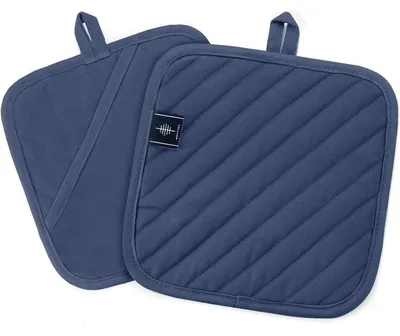 Productafbeelding van Set van 2 placemats en onderzetters, blauw, 20 x 20 cm, katoen, antislip