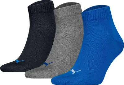 Productafbeelding van PUMA Uni enkelsokken, 3-pack - Enkelsokken, effen design, met logo, grijs/blauw, maat 39-42