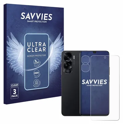 A product shot showing the packaging for screen protectors and a smartphone with screen protectors applied.