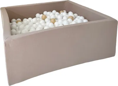 Image de MONIO for kids Piscine à balles carrée 106cm beige + 400 balles