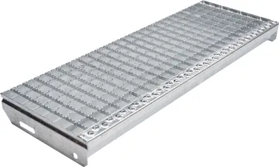 Produktbild von Gitterrost-Stufen 30 x 30 mm, feuerverzinkt, rutschhemmend - Breite: 800 mm, Tiefe: 270 mm