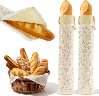 Produktbild von Brotmeister Bienenwachs Brotbeutel, 2 Stück 41×26 cm – Wiederverwendbarer Leinen Bienenwachsbeutel, ideal für selbstgebackenes Brot und n