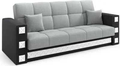 Produktbild von LIKMA Hellgrau Schwarz Ausziehbar 3 Sitzer Sofa Manila 221x91x85 cm Schlaffunktion Bettzeugbehälter Kissen Sofa mit Bettfunktion Gesteppte Schlafsofa Couchgarnitur Stoff: Inari 91 + 100