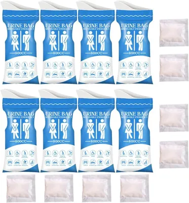 Imagen del producto de Bolsas urinarias portátiles, ergonómicas, de 8 unidades, color azul, para camping y viajes