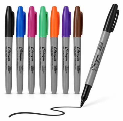 Image de Marqueurs permanents, lot de 7, résistants à l'eau, à base d'huile, multicolores, pour le bureau et la maison