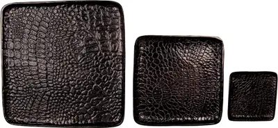 Productafbeelding van Clayre & Eef Decoratieve serveerplank, set van 3, 36 cm, zwart, aluminium