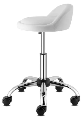 Produktbild von LEADZM Rollhocker Drehhocker Arbeitshocker Praxishocker Drehstuhl Bürohocker mit Rollen Rollhocker mit Lehne Arbeitshocker höhenverstellbar Weiss