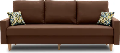 Produktbild von Couch Etna 215x90 mit Schlaffunktion - Farben zur Auswahl - moderne Sofa. Schlafsofa mit Bettkästen und dekorative Kissen - MIKRO 20 AMBER 73 - Braun