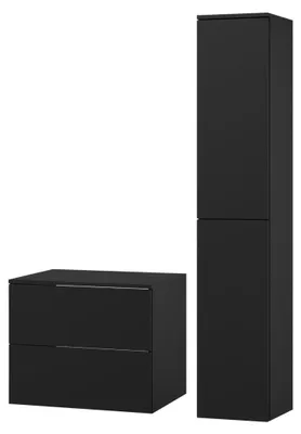 Produktbild von Badezimmerset 2-Teilig: Unterschrank + Hochschrank Color Schwarz (2S 60 + 2D 160)