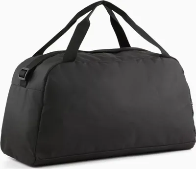A black sports bag is shown from the side against a white background.