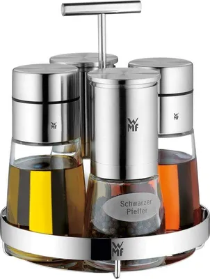 Image de Ensemble distributeur pour vinaigre et huile - 2 flacons de 150 ml, 2 moulins de 14 cm