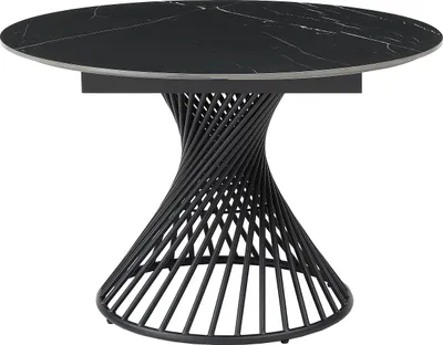 Produktbild von Esstisch ausziehbar - 4 bis 8 Personen - Keramik & Metall - Marmor-Optik Schwarz - CASTINA