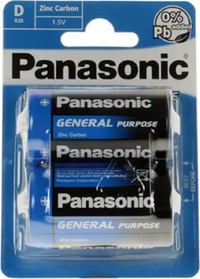 Produktbild von Panasonic R20 General Purpose Mono Batterie 2er Blister Zink Kohle