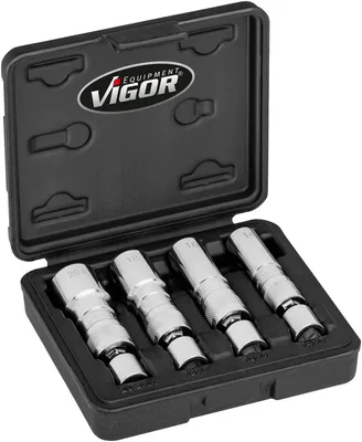 Produktbild von VIGOR Zündkerzen Steckschlüssel Satz V7002/4 3/8" Außen Doppelsechskant Profil