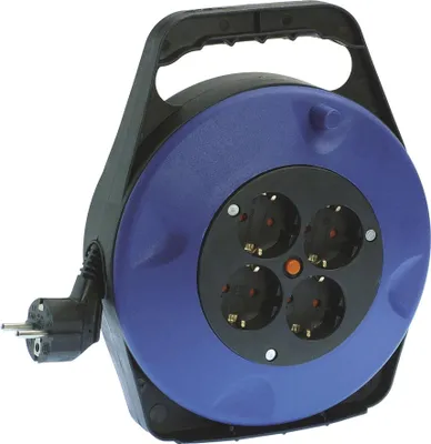 Produktbild von Kabeltrommel 15m Verlängerung Stromkabelrolle 15 m KABELBOX 4-STECKER 230 V – Kabel-Trommel mit Schuko Stecker inkl. Schutzkontaktstecker – Verlängerungs-Kabel mit 4 Schutzkontaktsteckern