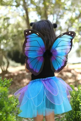 Produktbild von Schmetterling Kostüm Kind 3-teilig mitternachtsblau Größe 104/116