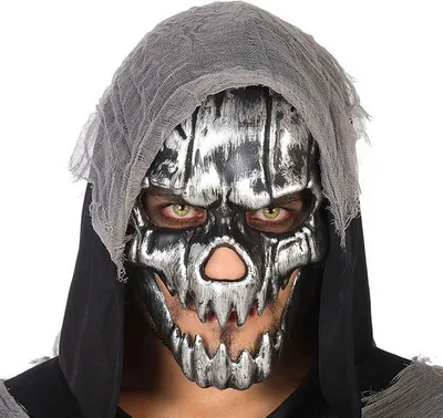 Obrázek produktu pro Halloweenská maska lebky ve stříbrné barvě